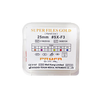 Gold Assorted Size Endo Hand Files Dental Material With Colorful Silicon Stopper